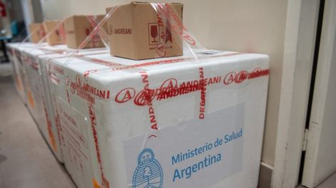Llegaron a Mendoza las primeras dosis de la vacuna Sputnik V. Foto: Orlando Pelichotti / Los Andes