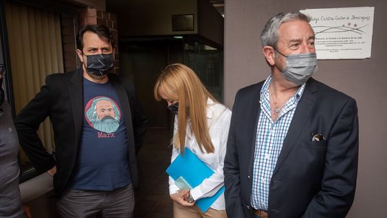 Julio Cobos (Cambia Mendoza), Anabel Fernández Sagasti (Frente de Todos) y Lautaro Jiménez (FIT), tras candidatos para las elecciones del domingo que viene. Foto: Ignacio Blanco / Los Andes