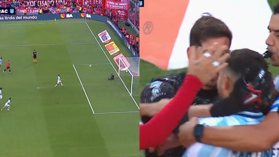 Maravilla Martínez picó un penal para Racing, y Rodrigo Rey reaccionó con burla
