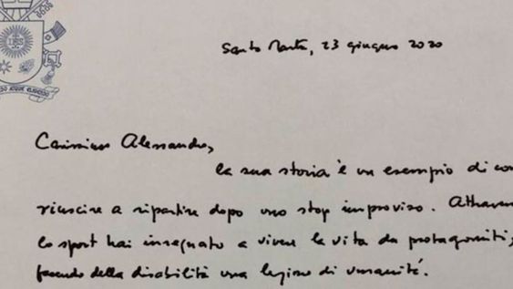 La carta del Papa Francisco a Zanardi