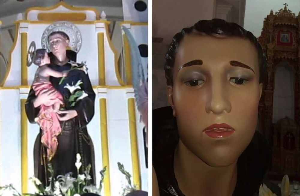 Polémica restauración de una estatua en Colombia: creyentes reprochan exceso de maquillaje