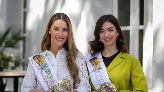 Alejandrina Funes y Sofía Perfumo, Reina y Virreina Nacional de la Vendimia 2025, en el tradicional desayuno (Los Andes)