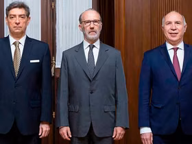 Los tres jueces de la Corte Suprema, Horacio Rosatti, Carlos Rosenkrantz y Ricardo Lorenzetti