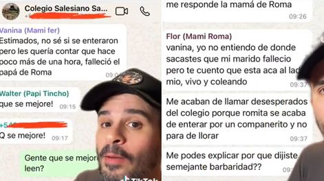 Confusión viral en un grupo de padres por una tilde mal puesta: creyeron que había muerto el papá de una alumna.