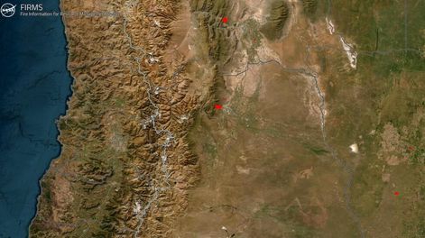Seguí en vivo la evolución del incendio en El Challao desde la página de la NASA.