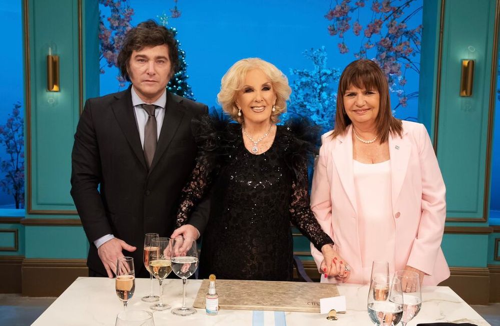 Javier Milei, Mirtha Legrand y Patricia Bullrich.