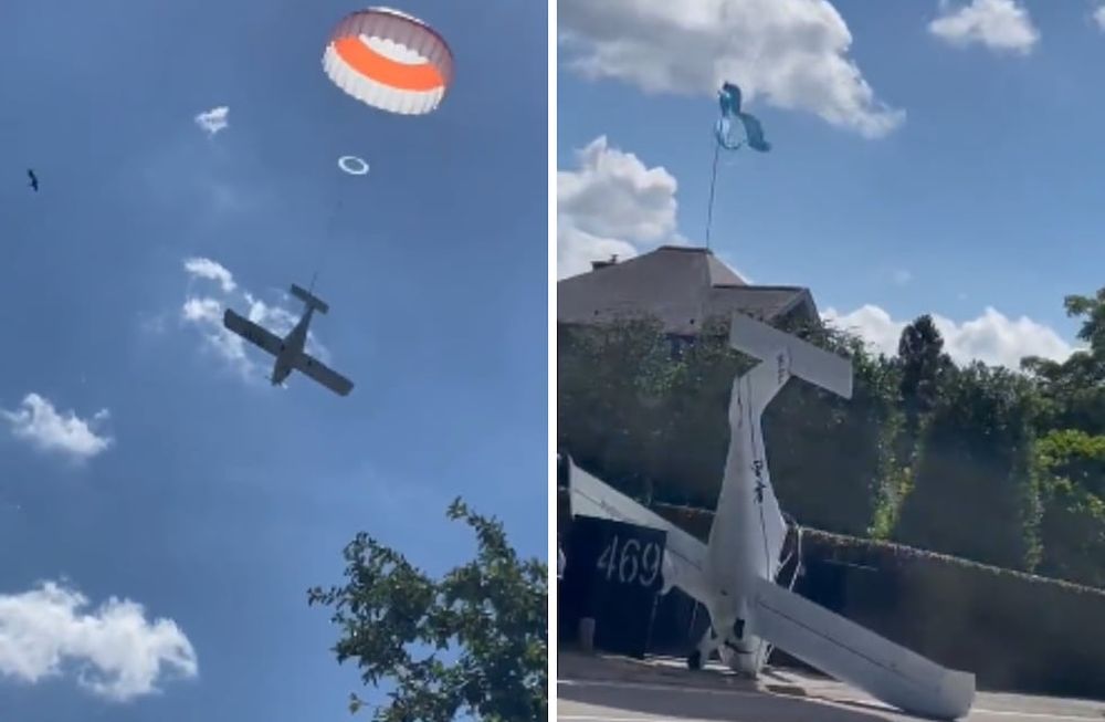 Una avioneta tuvo un aparatoso aterrizaje en medio de una zona residencial. Twitter.