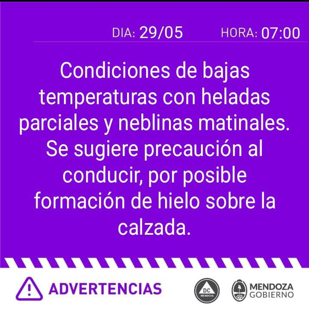 Previsioni del tempo. Allerta gelate a Mendoza.