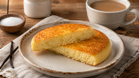 pan de vainilla hecho en sarten en 5 minutos, ideal para el cafe con leche de la manana