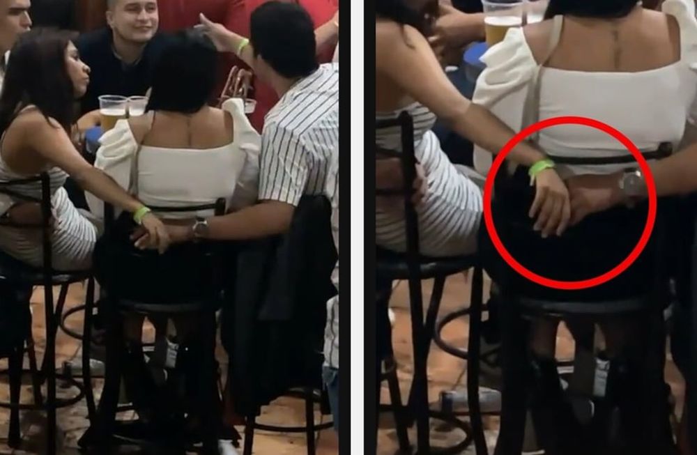 Los infieles fueron captados dándose la mano con sus parejas sentada con ellos.