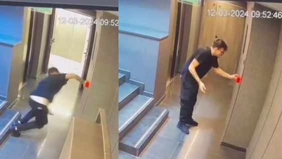 “¿Soy el único que piensa que ese escalón está fuera de lugar? ¿Quien diseñó esa escalera que invade el pasillo?”, preguntó un internauta. Foto: Captura video.