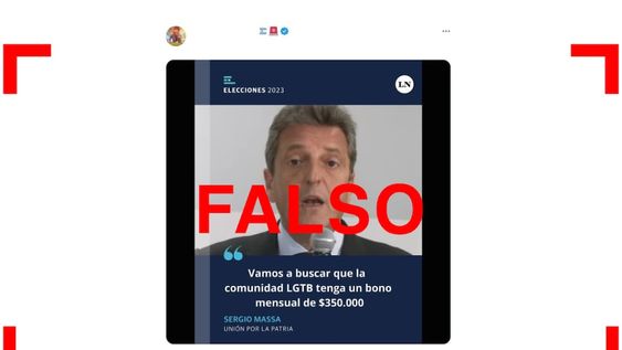 La placa de La Nación sobre Sergio Massa proponiendo un bono para la comunidad LGBT es falsa . (Reverso) La placa de La Nación sobre Sergio Massa proponiendo un bono para la comunidad LGBT es falsa . (Reverso)