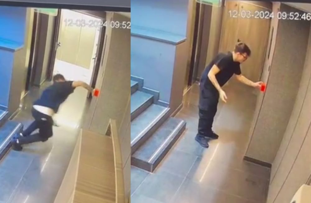 “¿Soy el único que piensa que ese escalón está fuera de lugar? ¿Quien diseñó esa escalera que invade el pasillo?”, preguntó un internauta. Foto: Captura video.