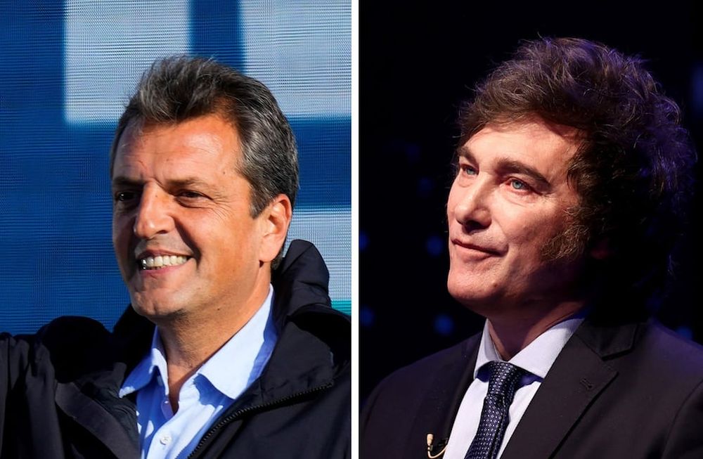 Sergio Massa y Javier Milei, candidatos a presidente 2023.