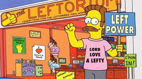 En Los Simpson, Ned Flanders es zurdo y tiene una tienda exclusiva para gente como él