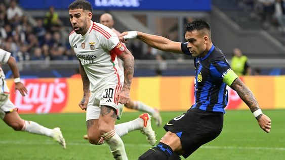 Lautaro Martínez y Nicolás Otamendi fueron titulares en el cruce del Inter y Benfica por la Champions League.