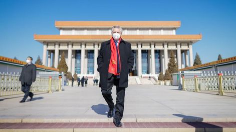 Alberto Fernández, de paseo por China. (Foto / Presidencia)