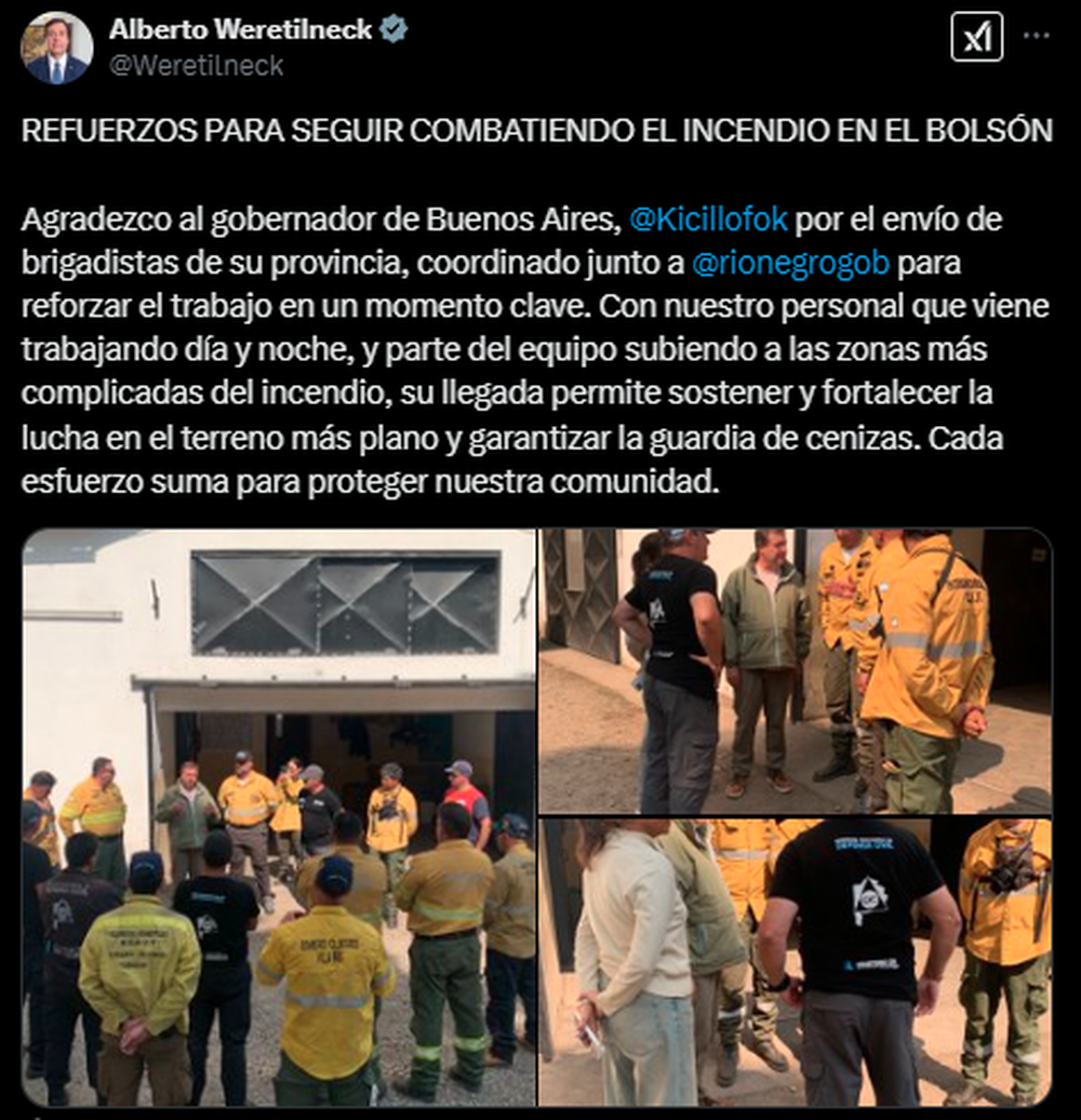 El gobernador de Río Negro agradeció a Kicillof. 