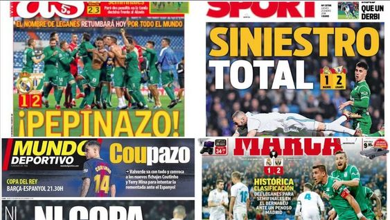 La prensa española liquidó a Real Madrid por la eliminación en la Copa del Rey