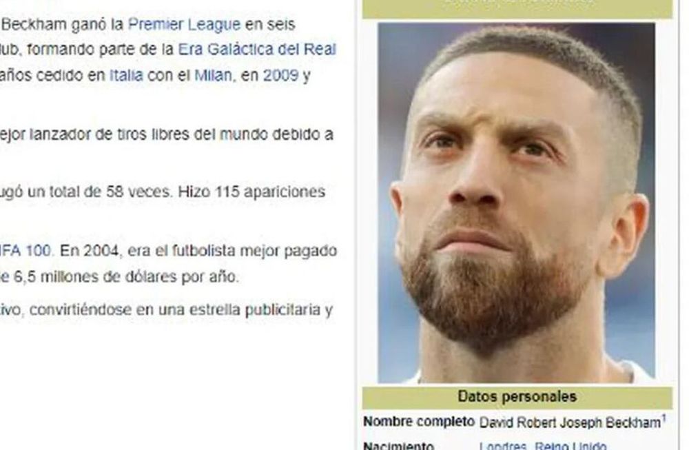 El perfil de Beckham con la foto del Papu. Foto: Web