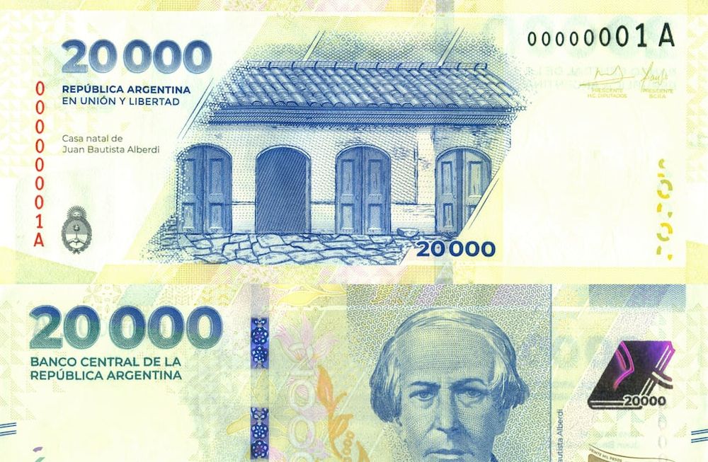 Billete de 20.000 pesos - Foto Banco Central
