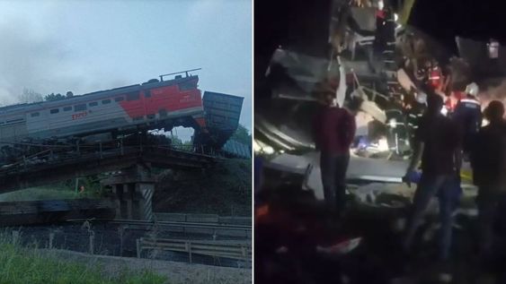 Derrumbe de un puente en Rusia provoca una tragedia.