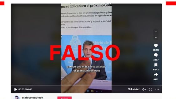 Es falso que Sergio Massa anunció la eliminación de los planes sociales. Foto: Reverso Es falso que Sergio Massa anunció la eliminación de los planes sociales. Foto: Reverso