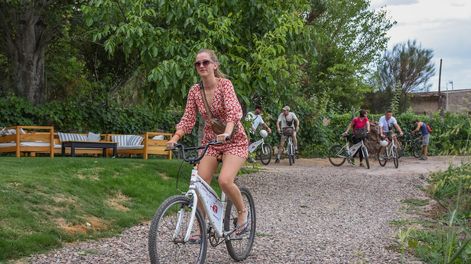 Turismo enológico. De diferentes paises llegan turistas a la provincia de Mendoza, una de las principales actividades es la visita a bodegas donde ademas de degustar diferentes variedades pueden realizar recorridos por los viñedos de las mismas, tambien alguna ofrecen un menú para almorzar. Foto: Mariana Villa / Los Andes