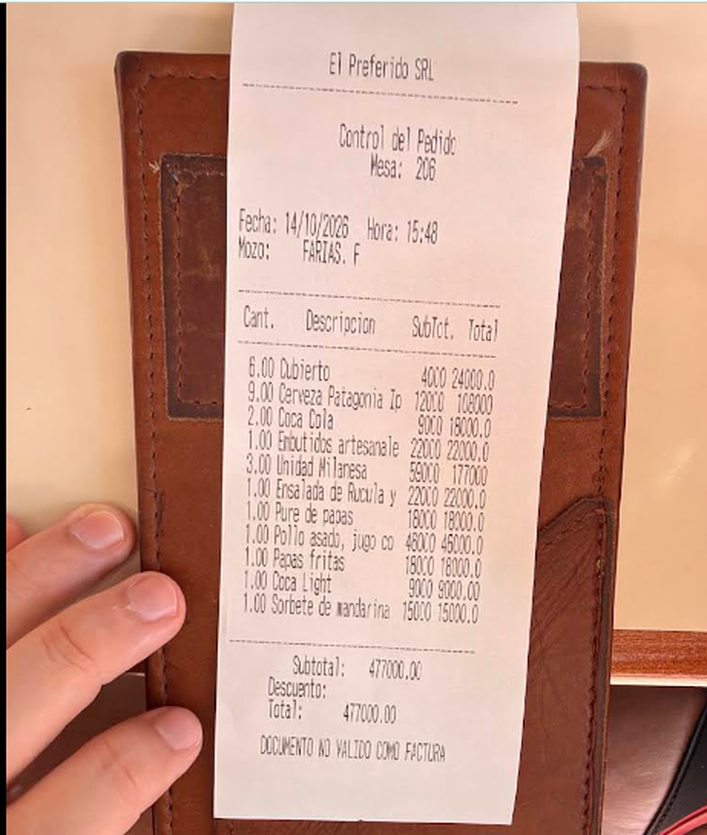 Ticket con un monto total de $477.000
