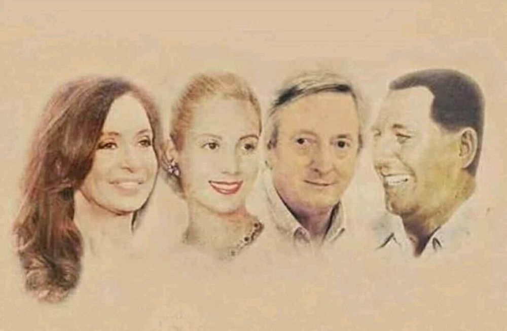 Cristina Kirchner, Evita Perón, Néstor Kirchner y Juan Perón