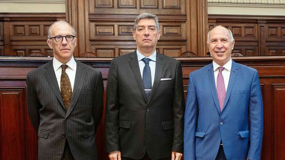 Jueces de la Corte Suprema Carlos Rosenkrantz (Vicepresidente) Horacio Rosatti (Presidente) y Ricardo Lorenzetti