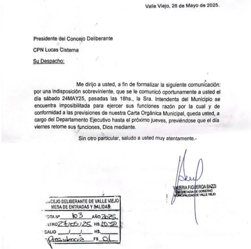 Pedido de licencia que recibió el concejal Cisternas, sobre la ausencia de la intendenta Zenteno