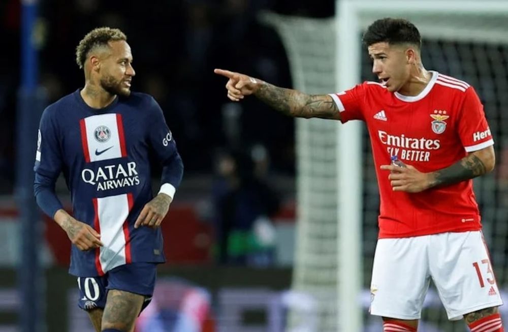 Enzo Fernández y Neymar se cruzaron durante la Champions League. / Gentileza.