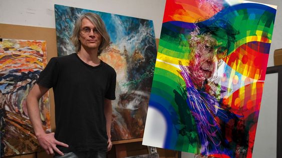 Andrés Casciani pintó un retrato de Julio Le Parc y lo compartió especialmente con Los Andes.