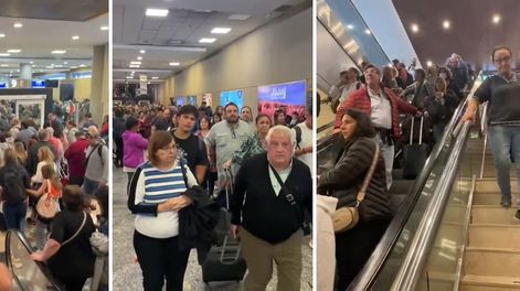 Caos en Aeroparque luego de que la PSA desalojara la zona de embarque por culpa de una mujer que eludió el control de seguridad. Foto: Captura de video