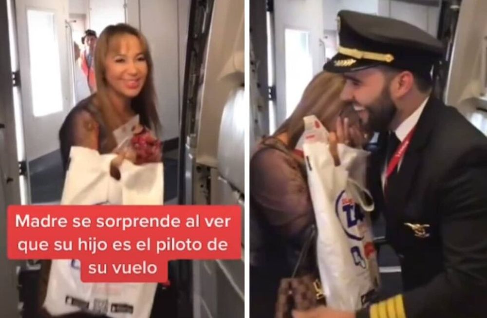 La mujer descubrió que en el avión que viajaría su hijo sería el piloto. Su emoción conmovió a la web.