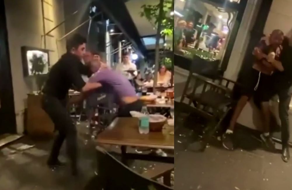 “No vi golpes de puño, aunque como mi compañero no tiene un físico tan grande no lo pudo controlar hasta que lo puso contra la pared relató el encargado del lugar. Foto: Capturas de video / TN.