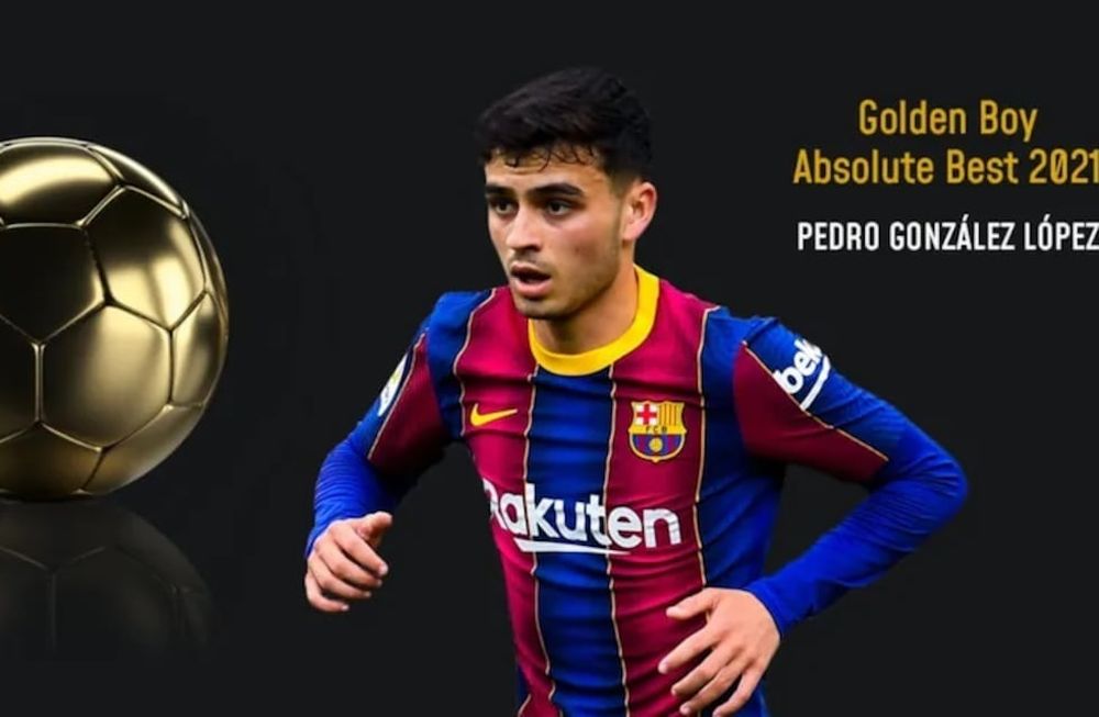 El jugador del FC Barcelona Pedri ganó el premio Golden Boy 2021 que otorga Tutto Sports, al mejor jugador Sub-21 del año de Europa./Twitter