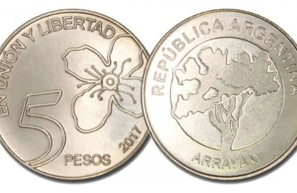 Moneda de 5 pesos emitida en 2017 por la Casa de la Moneda.