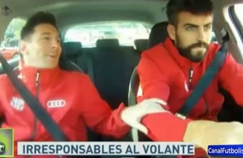 Video: el susto de Messi a bordo de un auto manejado por Piqué