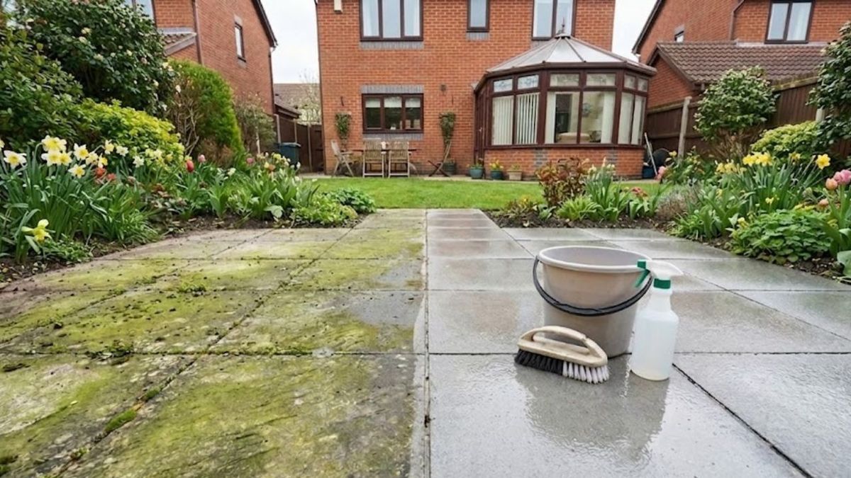 El piso resbaladizo del jardín ya no es un problema: sin vinagre, solo 4 ingredientes lo dejan como nuevo