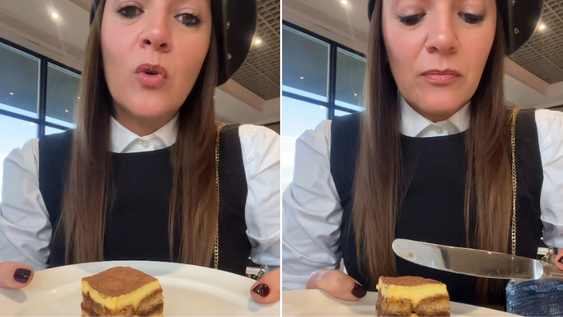 Mostró una diminuta porción de tiramisú, dijo que era muchísimo y desató un debate en TikTok