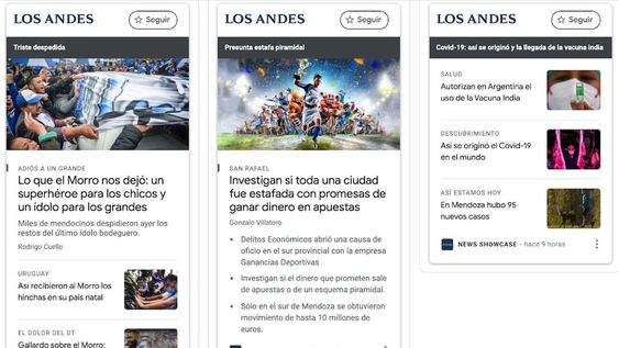 Vidriera. Cada medio seleccionará el contenido que aparecerá en Google News Showcase.