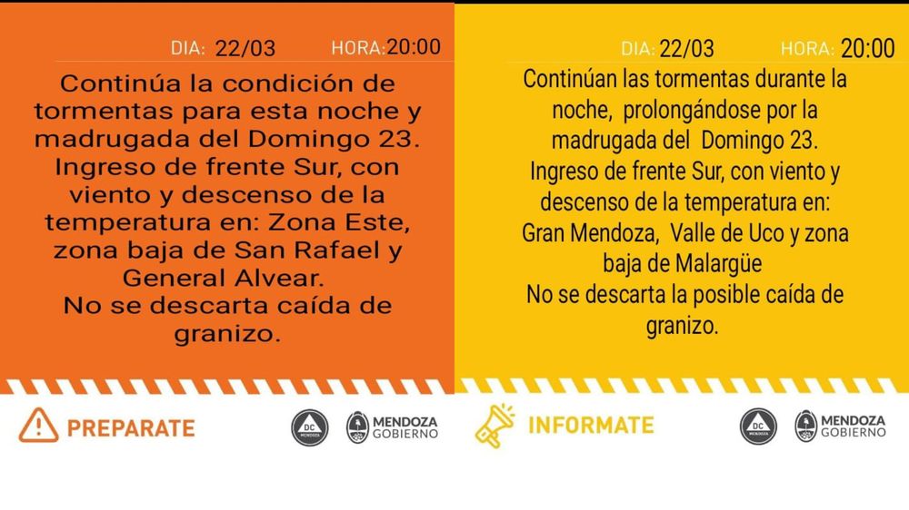 Defensa Civil emitió alerta naranja y amarilla.