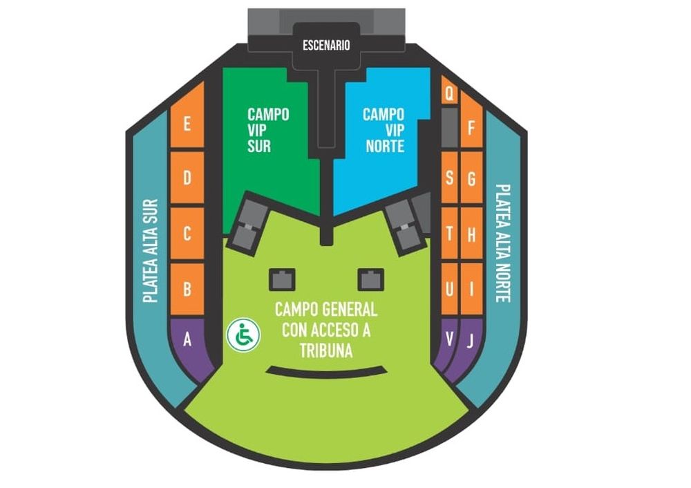 Mapa de entradas y ubicaciones en el show de Shakira en Vélez 2025