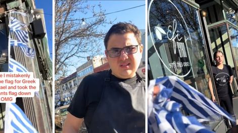 Los Andes | Vandalizó un restaurante griego al confundir su bandera con la de Israel / @ambamelia