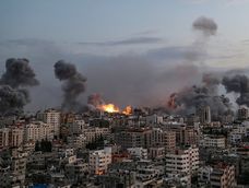 Vista del ataque israelí sobre Gaza, Palestina. 