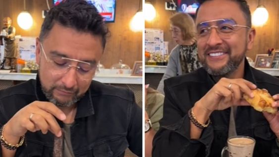 El cantante colombiano Alex Campos, ganador de cinco premios Grammy, probó el submarino en una confitería de Mendoza y quedó encantado. - Captura de video