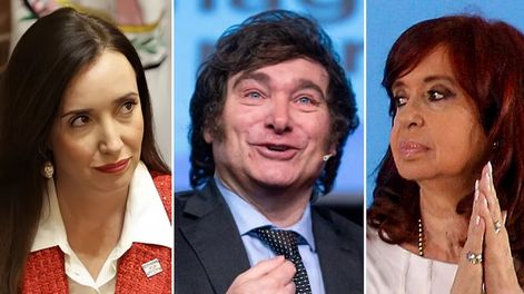 Javier Milei, entre Victoria Villarruel y Cristina Kirchner.