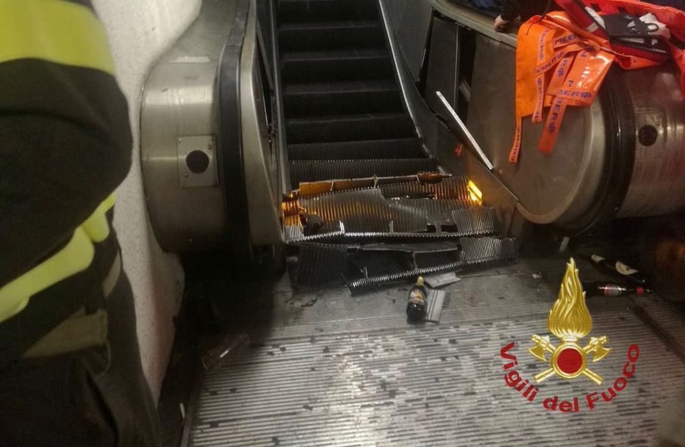 Video: pánico en Roma por una escalera mecánica fuera de control que dejó 20 heridos